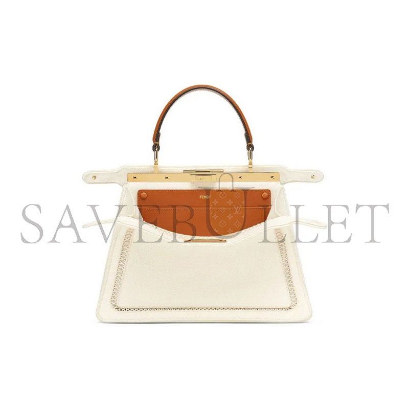 F**di fabric vitello ajour embroidered medium peekaboo i see u grezzo cuoio 8bn321aayof189s (33*25*12cm)